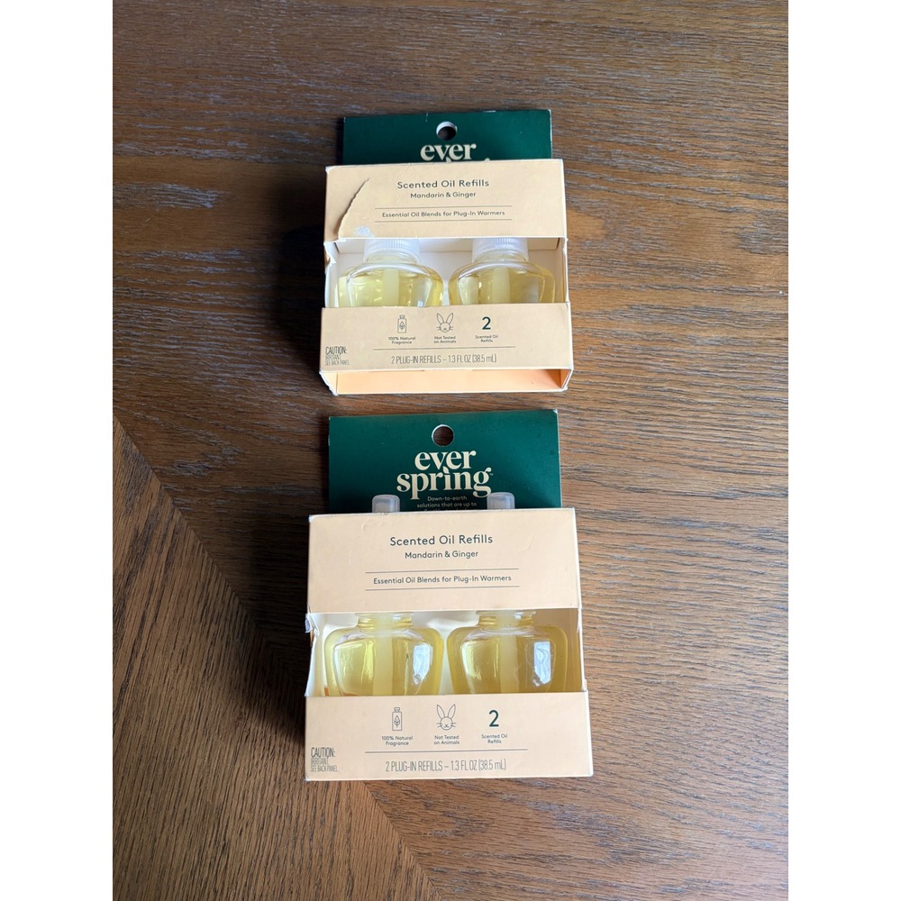 Everspring Mandarin & Ginger Scented Oil Refills 2 Packs Total 4 Refills 1.3oz